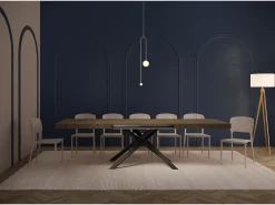 Mesa extensible 160/244x80 cm Karida nogal patas blancas