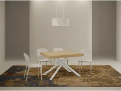 Mesa extensible 130/234x90 cm Karida roble natural patas blancas