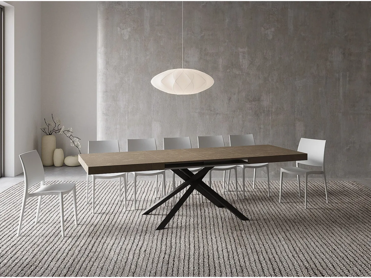 Mesa extensible 160/244x80 cm Karida gris paloma patas antracita