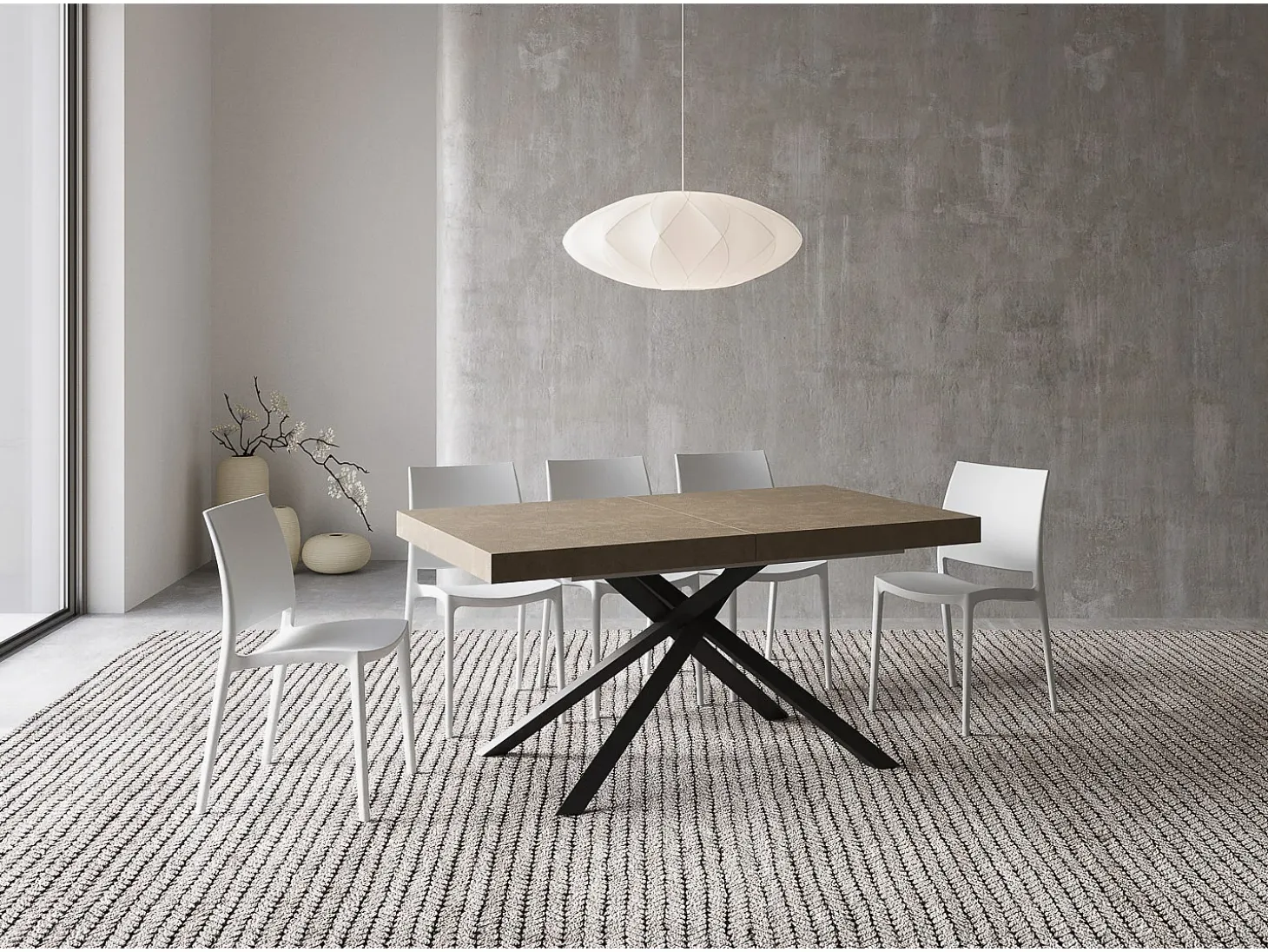 Mesa extensible 160/244x80 cm Karida gris paloma patas antracita