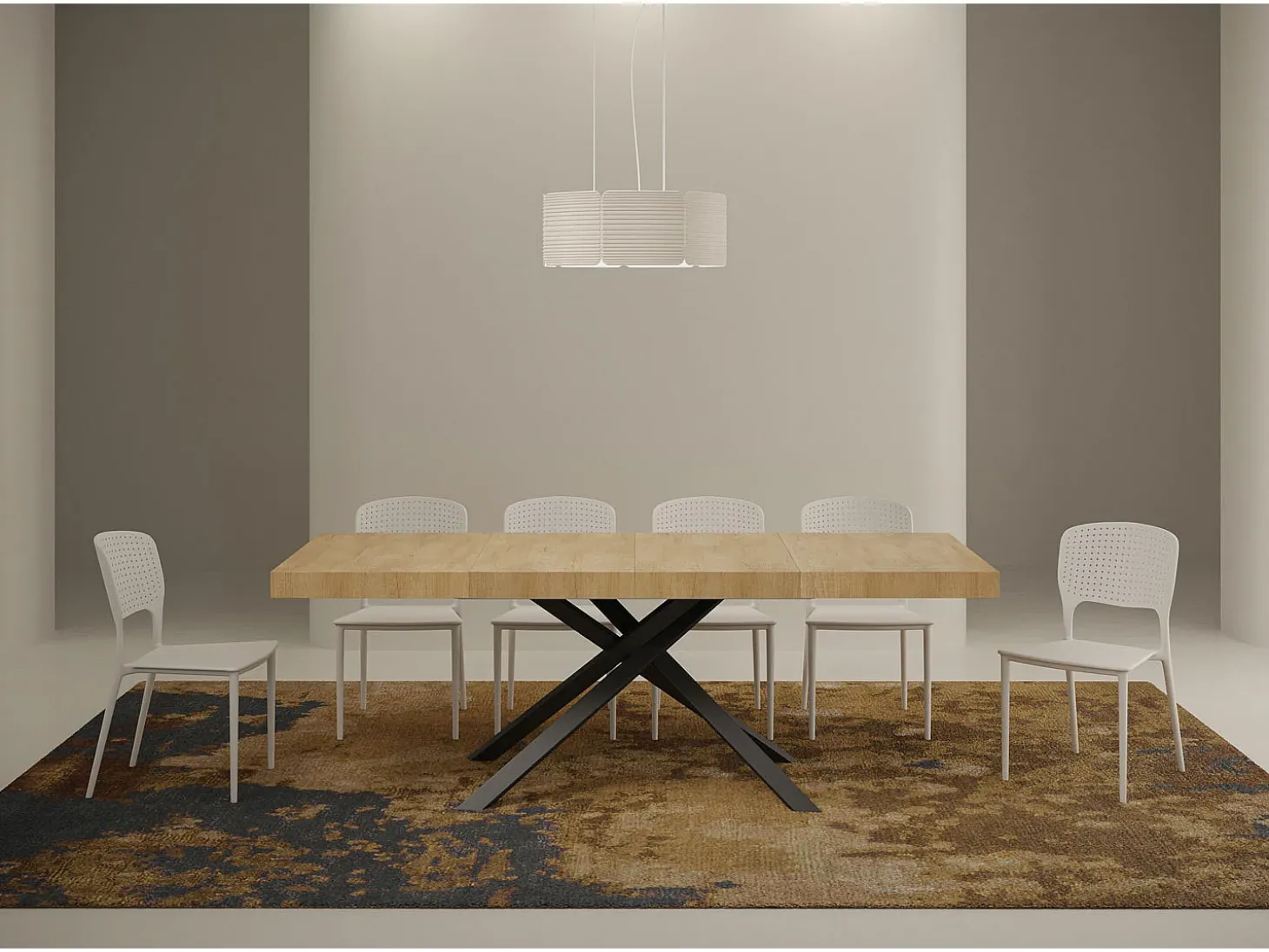 Mesa extensible 120/224x90 cm Karida Premium roble natural patas antracita