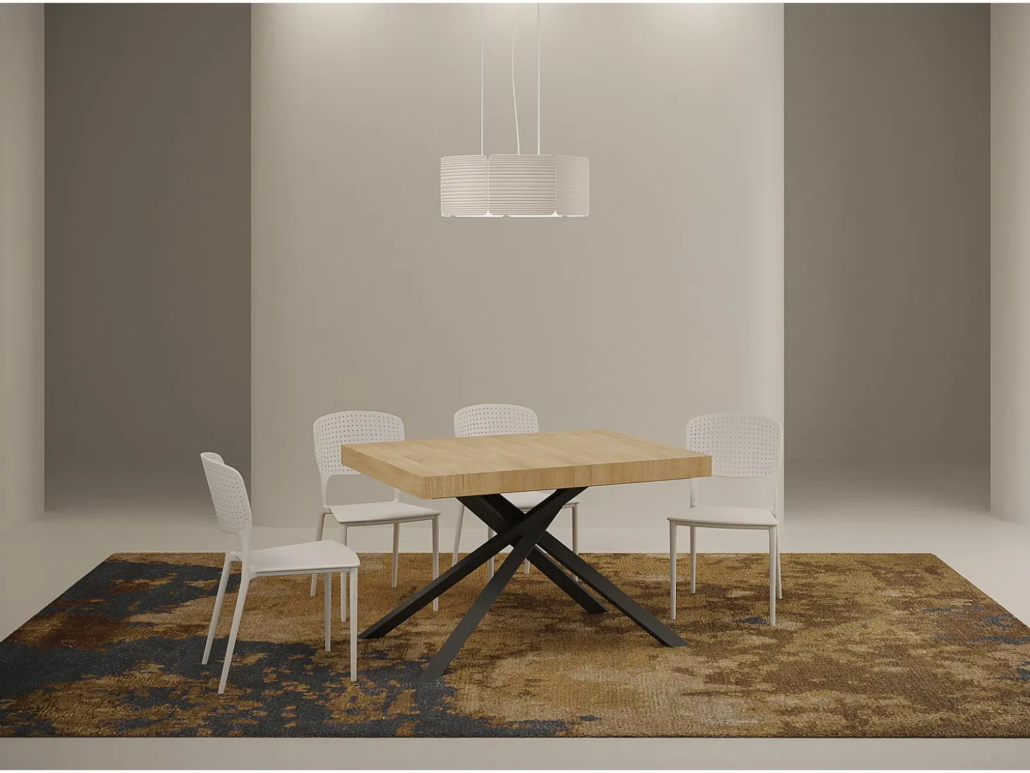 Mesa extensible 120/224x90 cm Karida Premium roble natural patas antracita