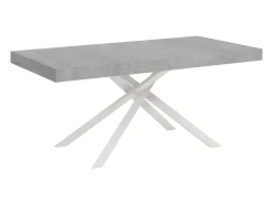 Mesa extensible 200/304x90 cm Karida efecto cemento patas blancas