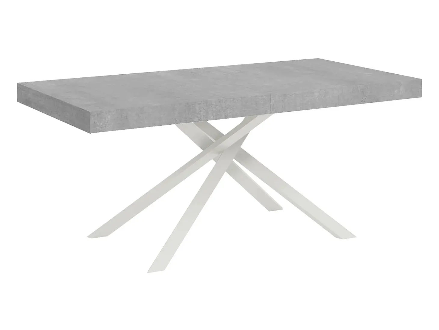 Mesa extensible 200/304x90 cm Karida efecto cemento patas blancas