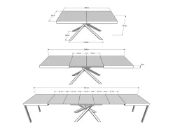 Mesa extensible 180/440x90 cm Karida nogal patas blancas
