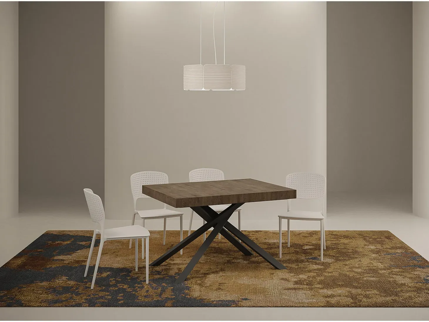Mesa extensible 120/224x90 cm Karida nogal patas antracita