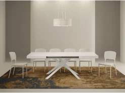 Mesa extensible 120/380x90 cm Karida fresno blanco patas blancas
