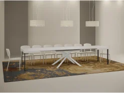 Mesa extensible 120/380x90 cm Karida fresno blanco patas blancas