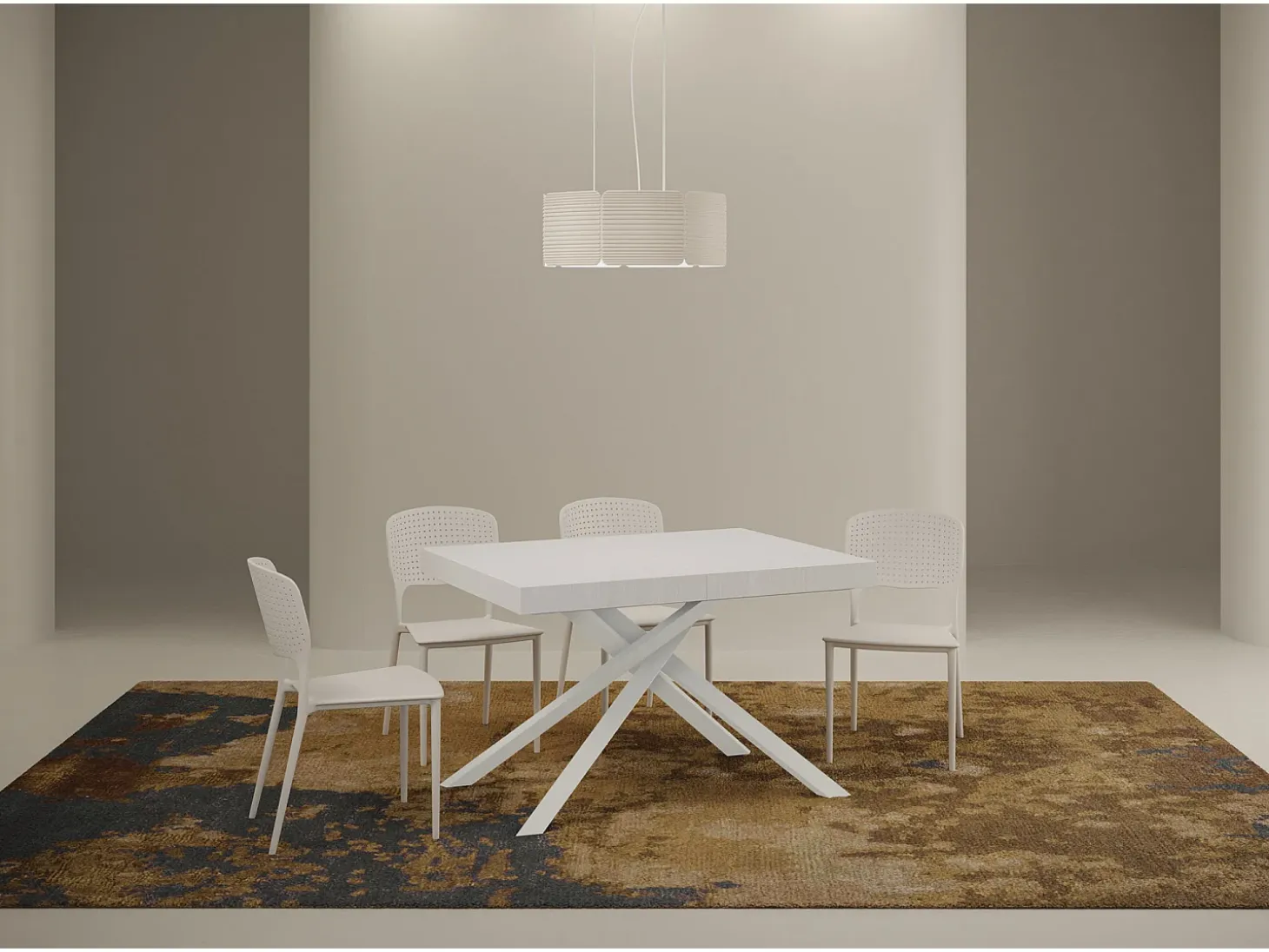 Mesa extensible 120/380x90 cm Karida fresno blanco patas blancas