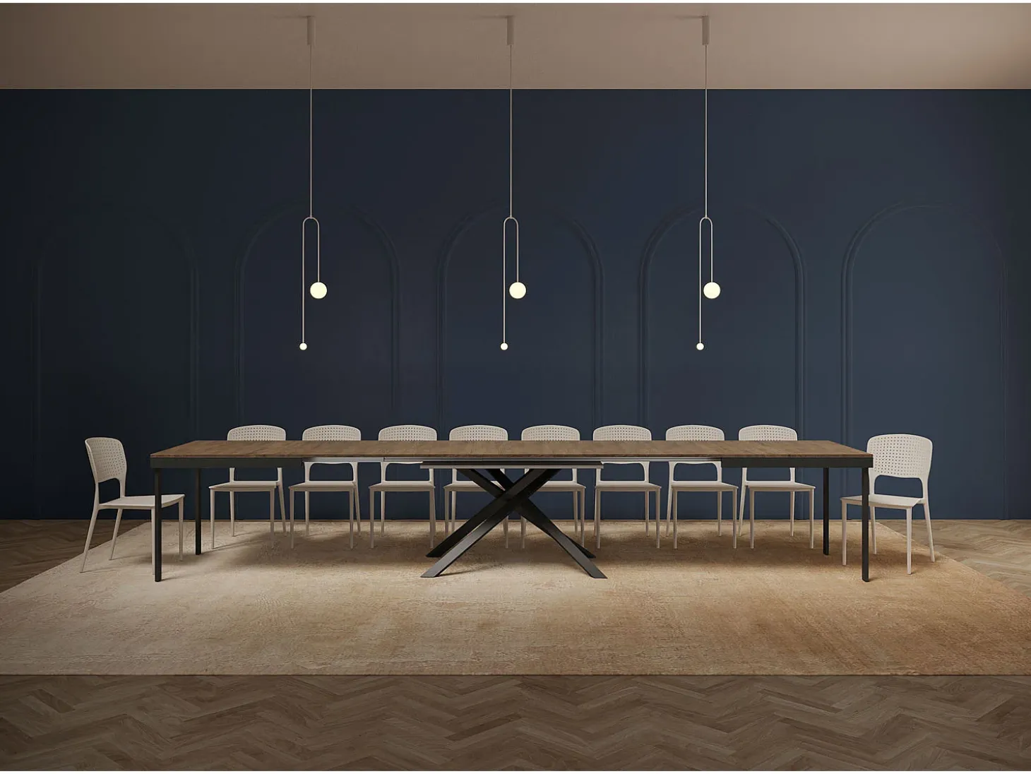 Mesa extensible 180/440x90 cm Karida Evolution nogal estructura et patas antracita