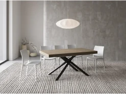 Mesa extensible 160/264x90 cm Karida gris paloma patas antracita
