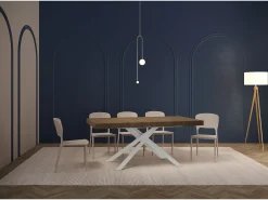 Mesa extensible 200/460x90 cm Karida efecto madera nogal patas blancas