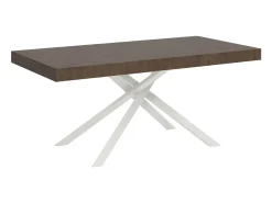 Mesa extensible 200/460x90 cm Karida efecto madera nogal patas blancas