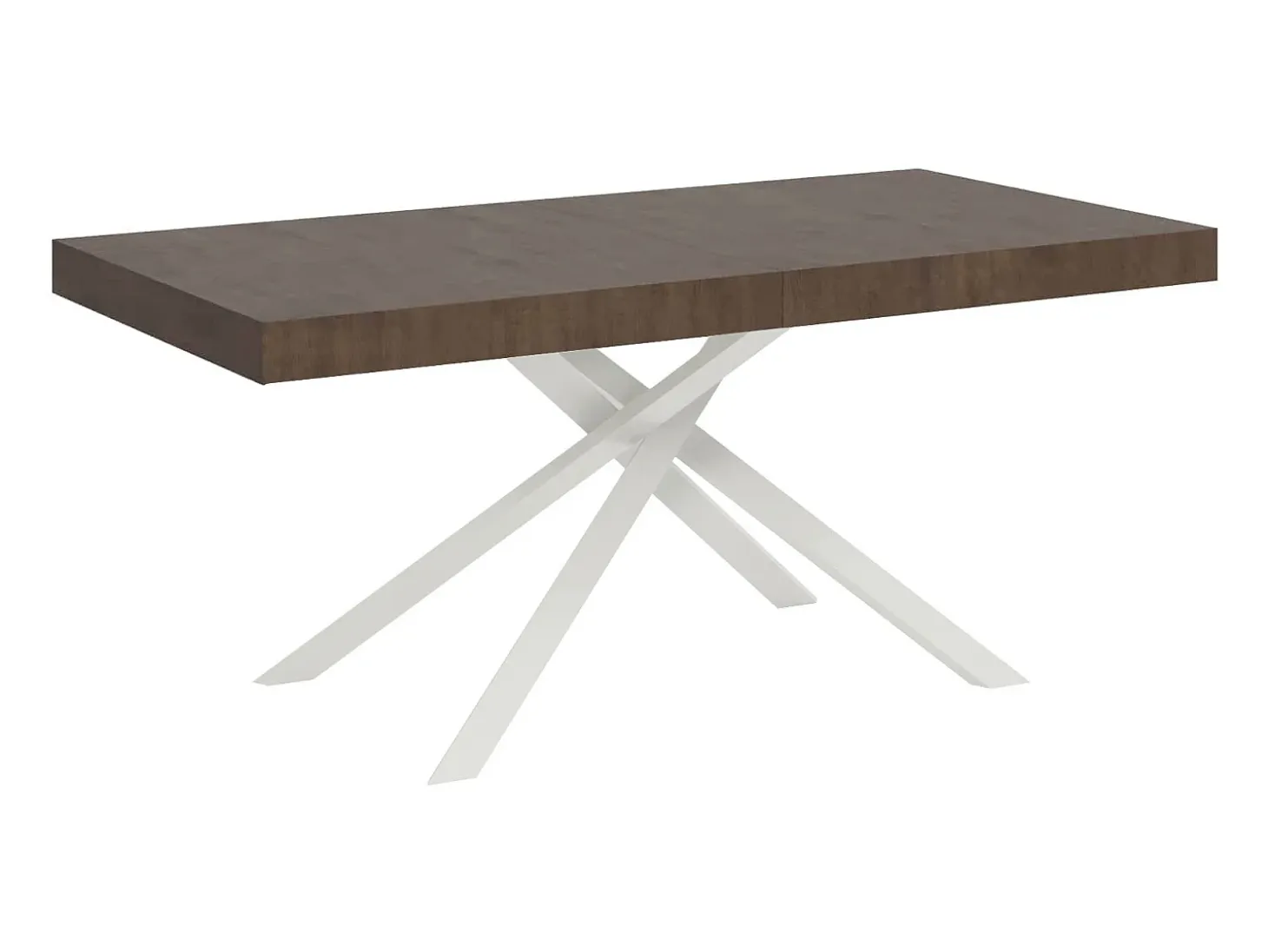 Mesa extensible 200/460x90 cm Karida efecto madera nogal patas blancas