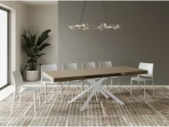 Mesa extensible 120/224x90 cm Karida gris paloma patas blancas
