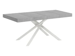 Mesa extensible 140/244x90 cm Karida Premium cemento patas blancas