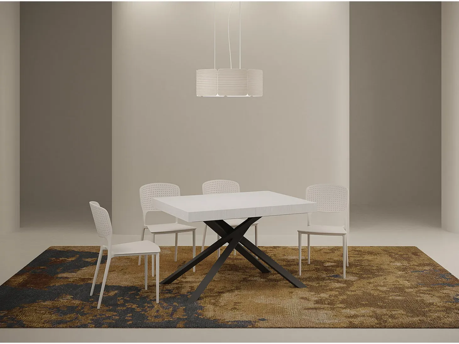 Mesa extensible 130/234x90 cm Karida Premium fresno blanco patas antracita
