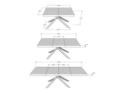 Mesa extensible 130/234x90 cm Karida Premium fresno blanco patas antracita