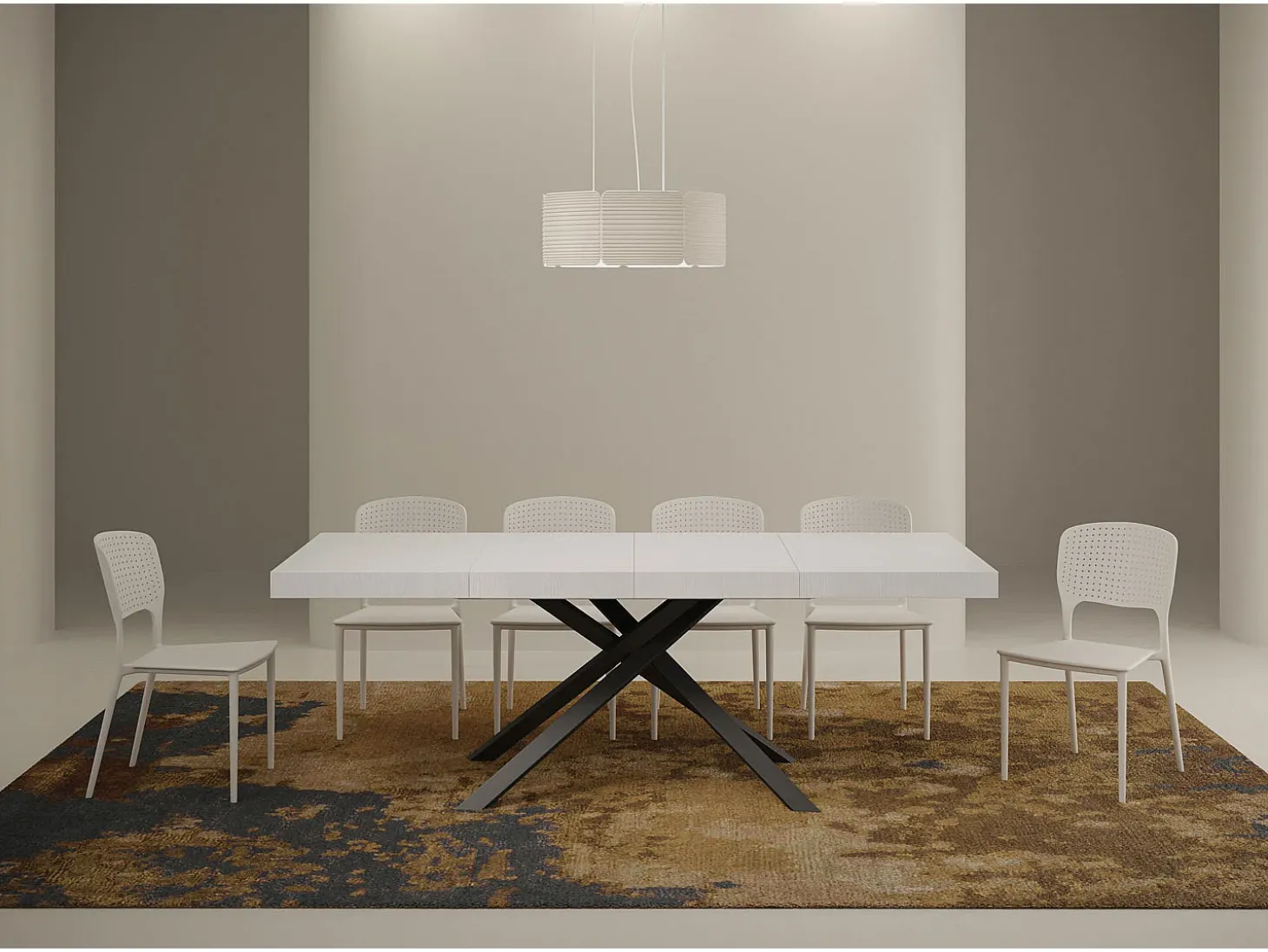 Mesa extensible 130/234x90 cm Karida Premium fresno blanco patas antracita