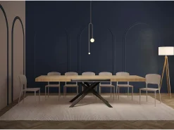 Mesa extensible 200/460x90 cm Karida efecto madera roble natural patas antracita