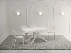 Mesa extensible 160/264x90 cm Karida Premium fresno blanco patas blancas