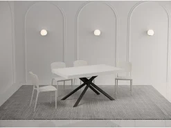 Mesa extensible 140/244x90 cm Karida Premium fresno blanco patas antracita