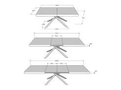 Mesa extensible 180/284x90 cm Karida nogal patas antracita