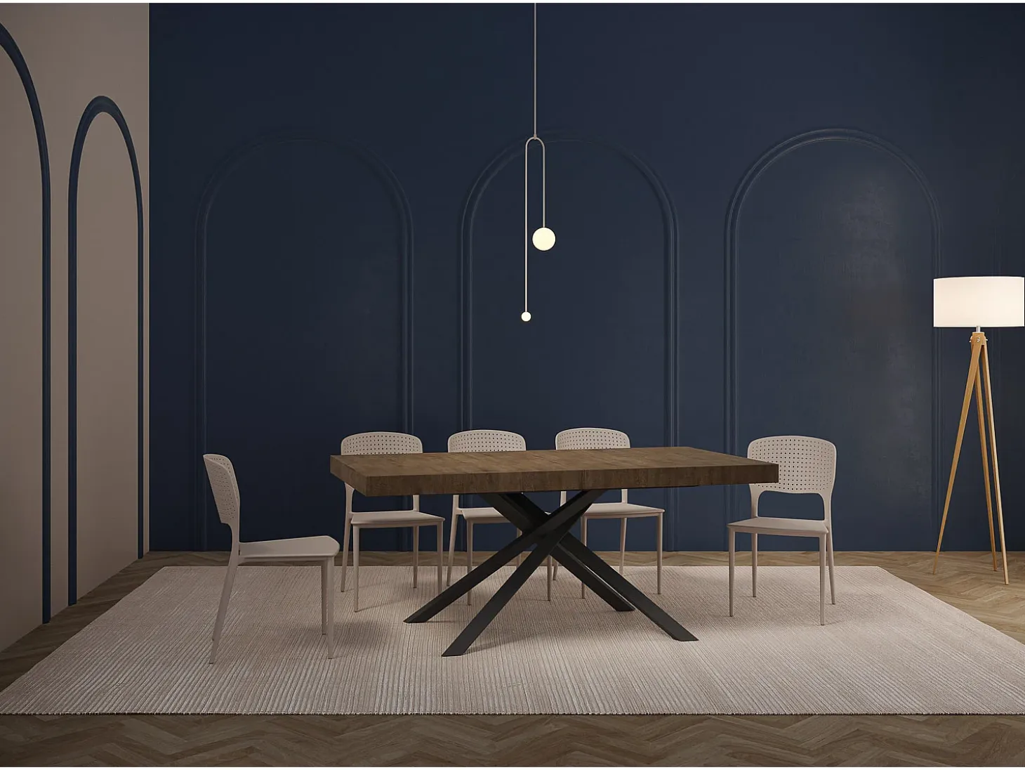 Mesa extensible 180/284x90 cm Karida nogal patas antracita