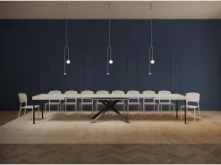 Mesa extensible 200/460x90 cm Karida efecto madera fresno blanco patas antracita