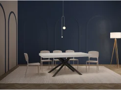 Mesa extensible 180/284x90 cm Karida Premium fresno blanco patas antracita