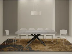 Mesa extensible 120/224x90 cm Karida Premium cemento patas antracita