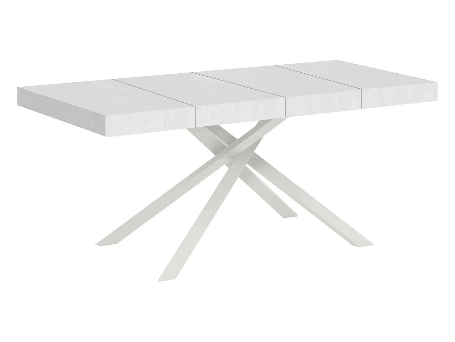 Mesa extensible 120/224x90 cm Karida Premium fresno blanco patas blancas
