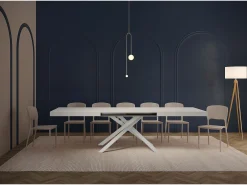 Mesa extensible 180/284x90 cm Karida fresno blanco patas blancas