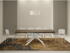 Mesa extensible 120/380x90 cm Karida nogal patas blancas