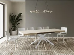 Mesa extensible 140/400x90 cm Karida cachemira patas blancas