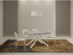 Mesa extensible 120/380x90 cm Karida cemento patas blancas
