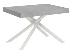 Mesa extensible 120/380x90 cm Karida cemento patas blancas