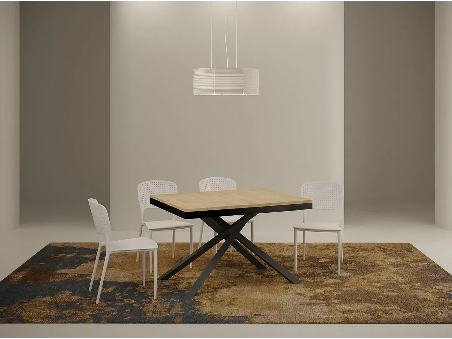 Mesa extensible 120/380x90 cm Karida Evolution roble natural estructura et patas antracita