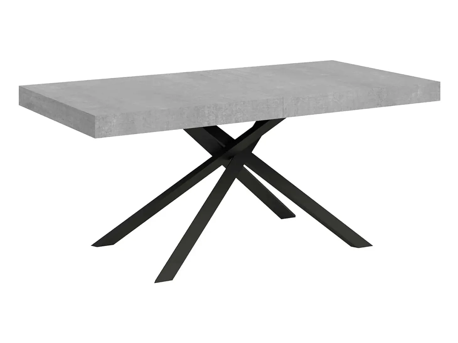 Mesa extensible 200/304x90 cm Karida efecto cemento patas antracita