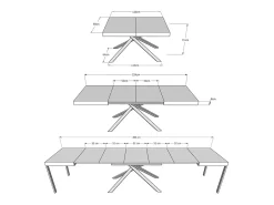 Mesa extensible 120/380x90 cm Karida Evolution cemento estructura et patas antracita