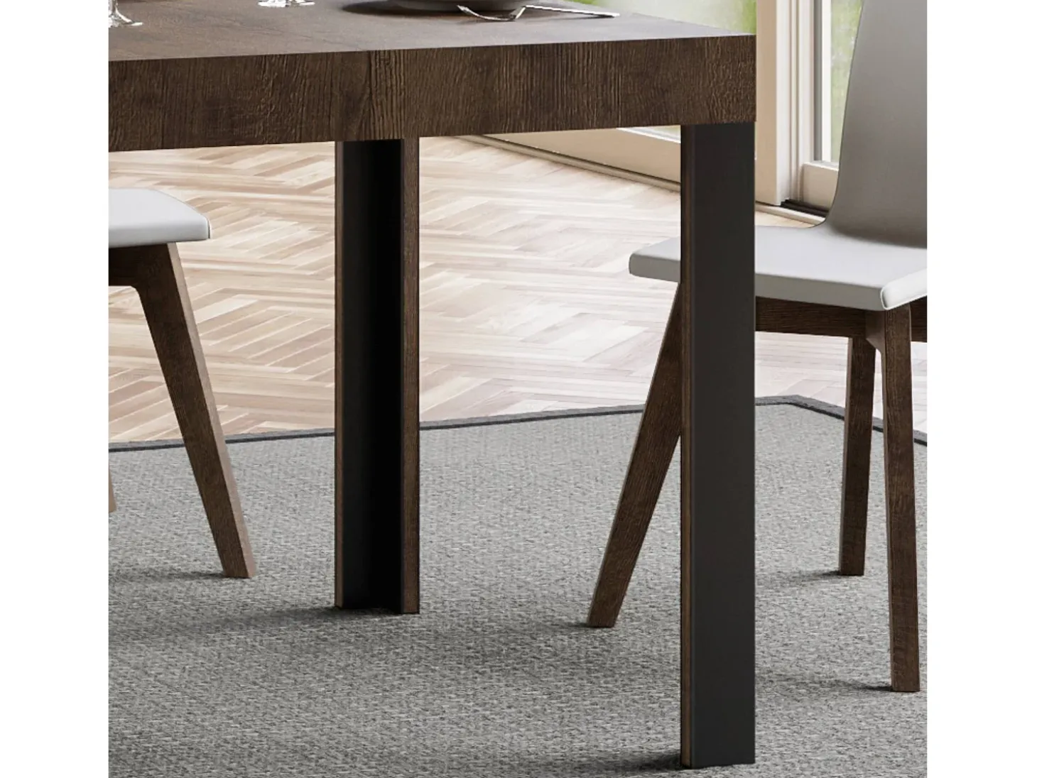 Mesa extensible 90x120/224 cm Linea Nogal estructura Antracita
