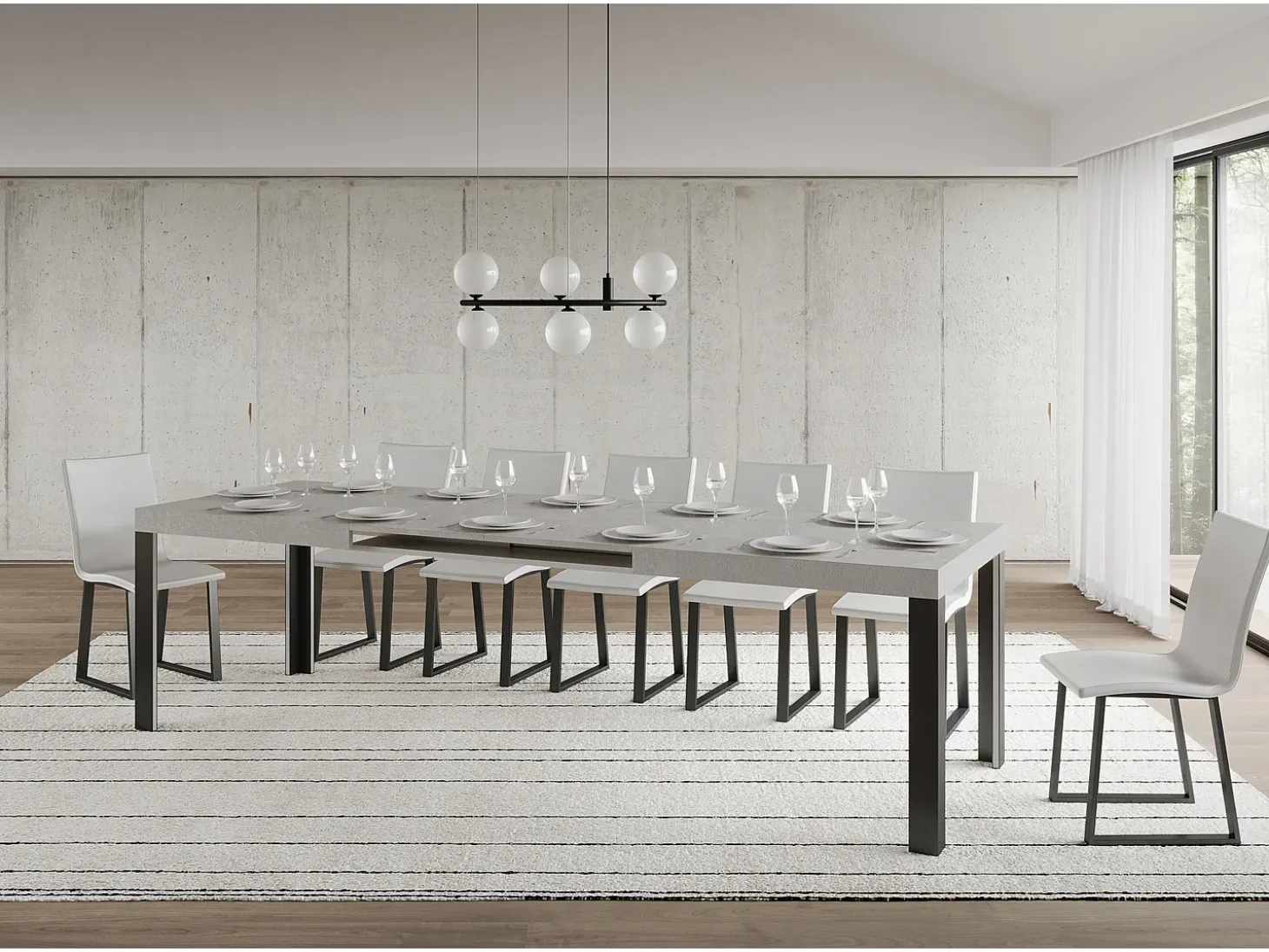 Mesa extensible 90x180/284 cm Linea Cachemira estructura Antracita