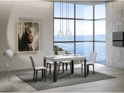 Mesa extensible 90x130/234 cm Linea Fresno Blanco estructura Antracita