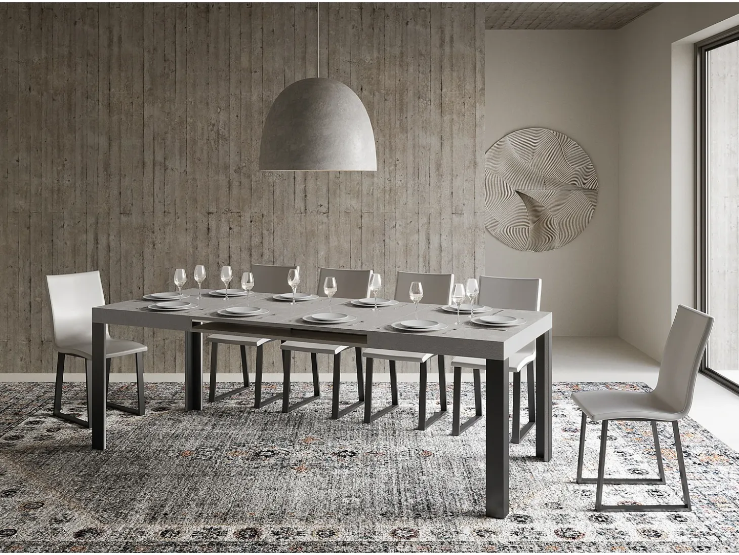 Mesa extensible 90x140/244 cm Linea Cachemira estructura Antracita