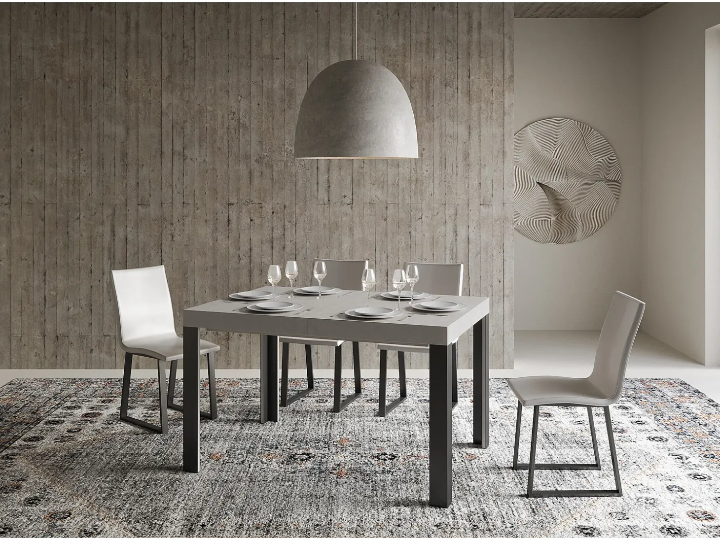 Mesa extensible 90x140/244 cm Linea Cachemira estructura Antracita