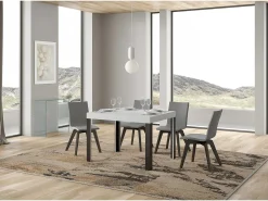 Mesa extensible 80x120/204 cm Linea Fresno Blanco estructura Antracita
