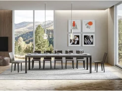 Mesa extensible 90x180/284 cm Linea Cemento estructura Antracita