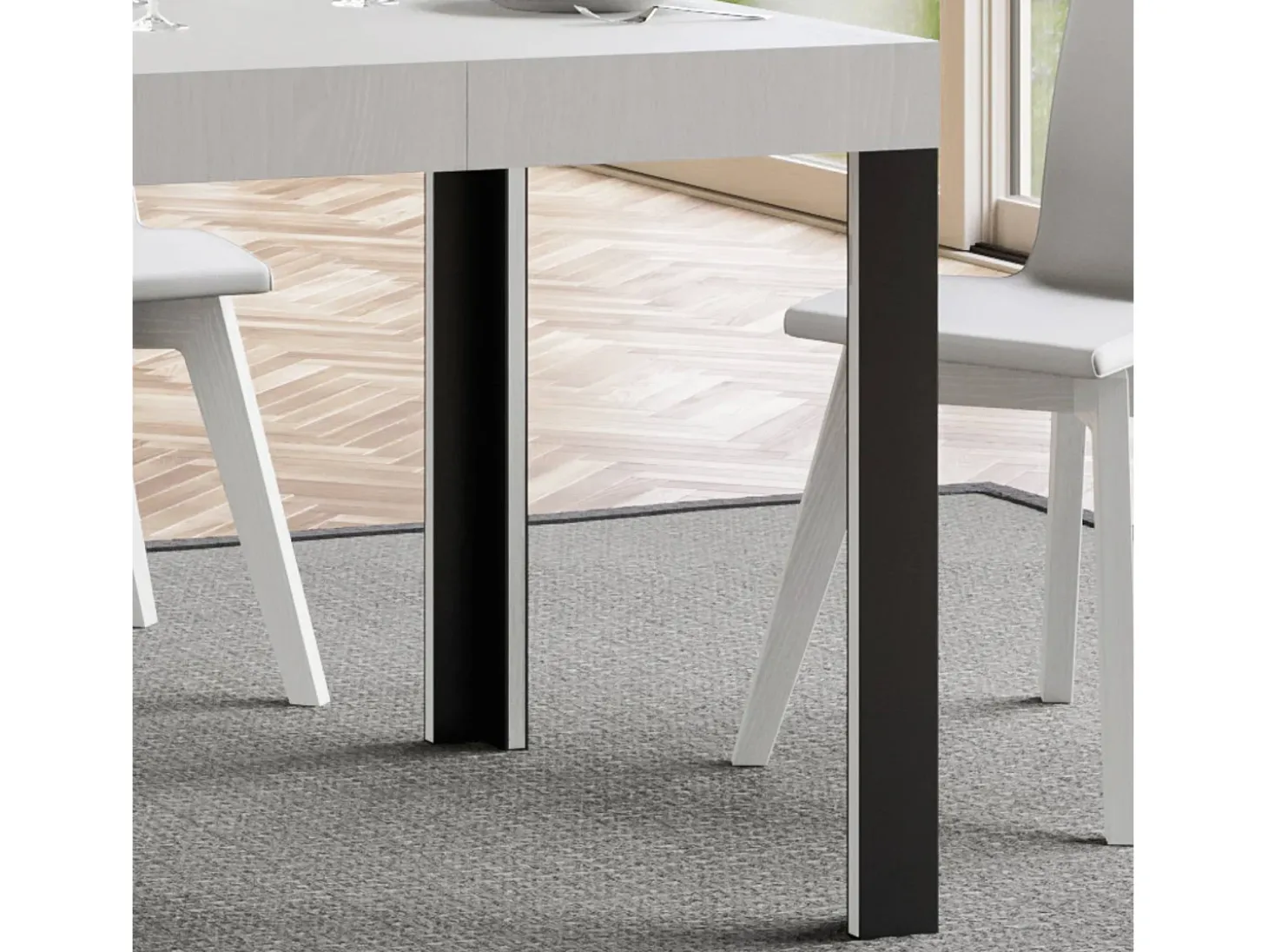 Mesa extensible 80x140/224 cm Linea Fresno Blanco estructura Antracita
