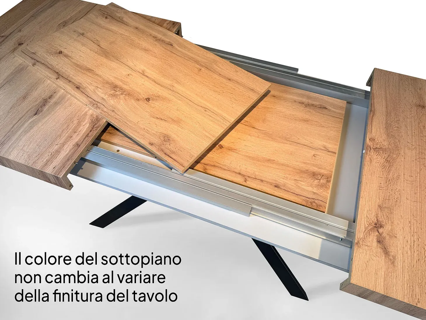 Mesa extensible 80x140/224 cm Linea Fresno Blanco estructura Antracita