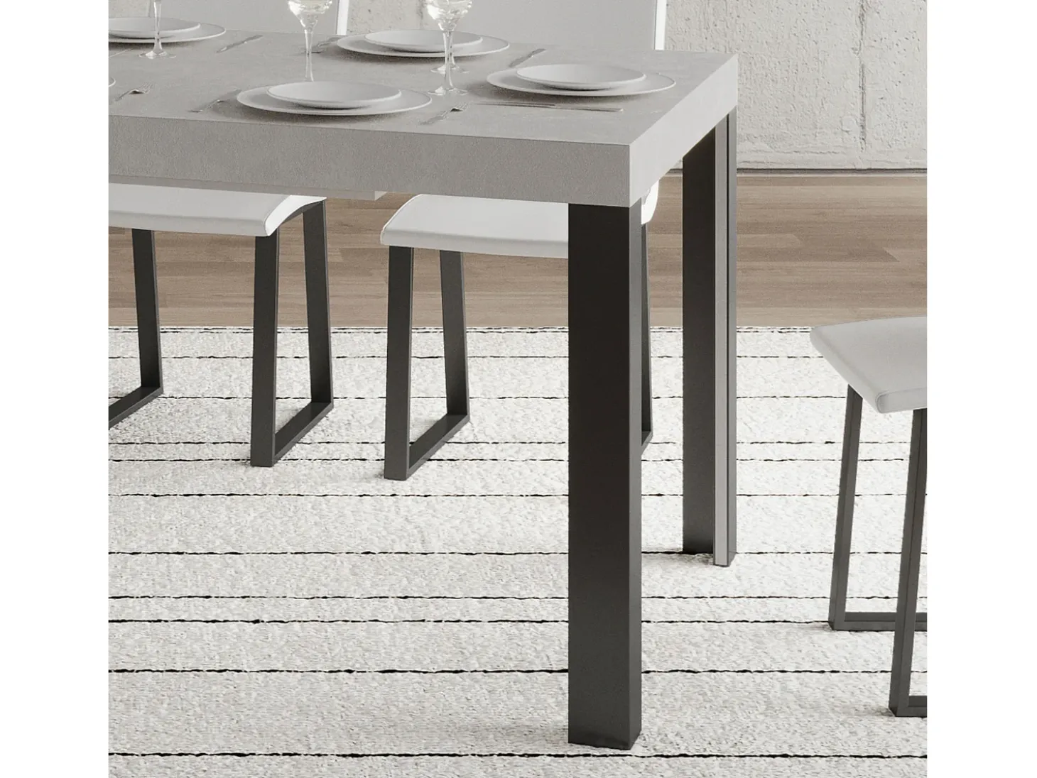 Mesa extensible 80x160/244 cm Linea Cachemira estructura Antracita